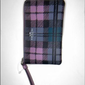 New Black and Purple Plaid Coach Wallet